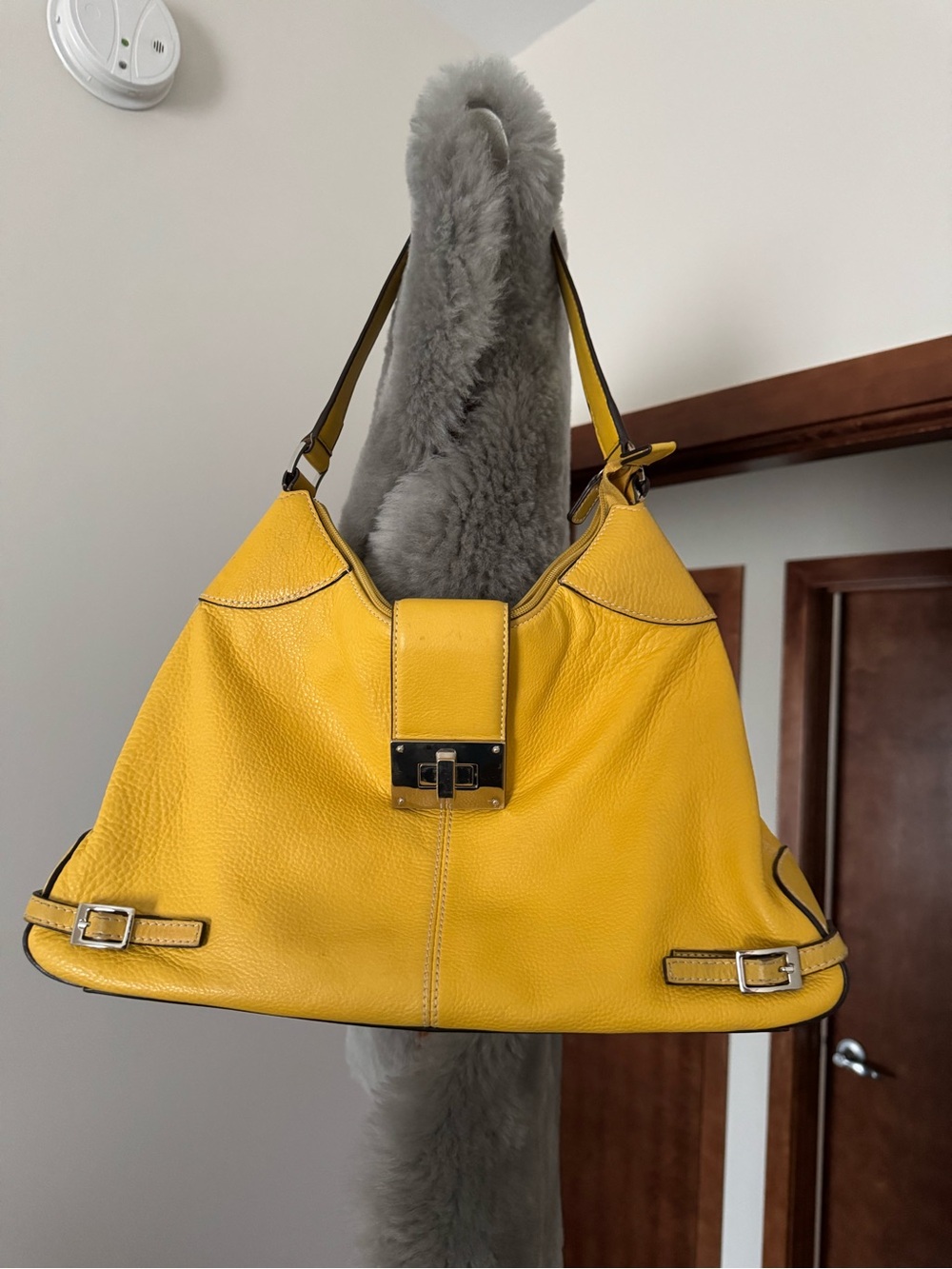 Yellow Genuine Leather Shoulder Bag by American Living